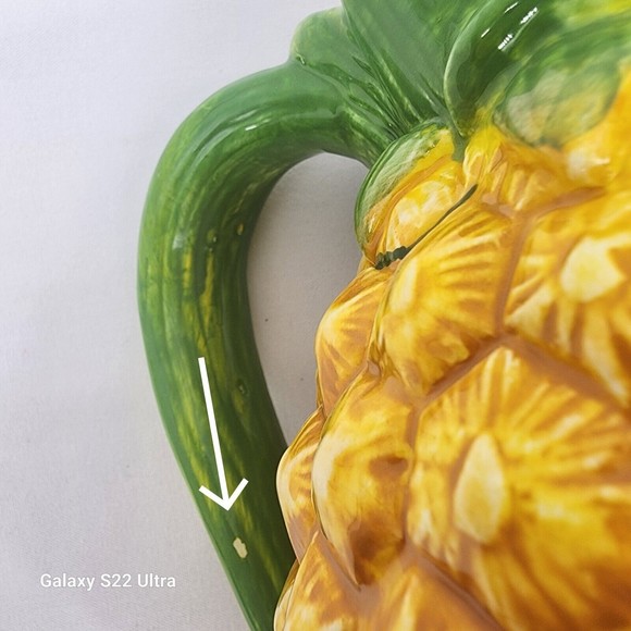 Rare Hard to Find 222 Fifth Tropical Pineapple Pitcher Jug 8" Yellow and Green - Picture 11 of 13